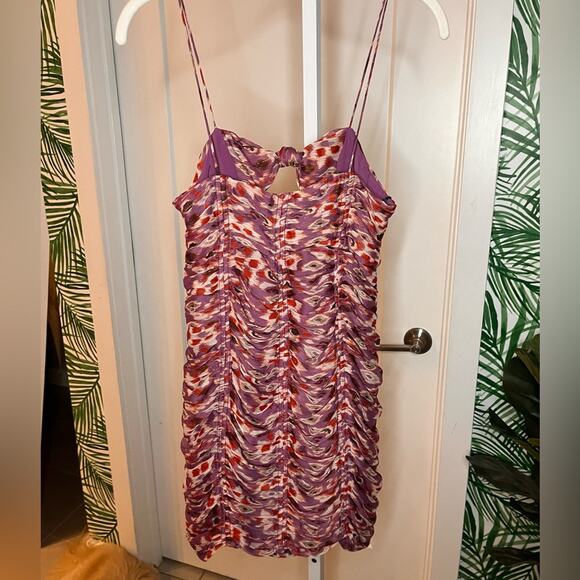 Zara Purple Ruched Printed Mini Dress XS - Picture 4 of 8